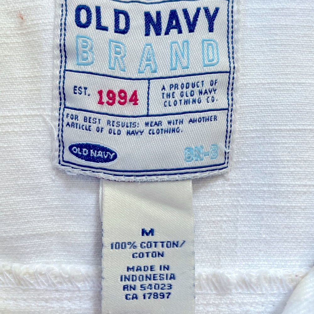 Vintage Old Navy White Blue Jean Jacket Cropped Size Medium - Picture 2 of 3